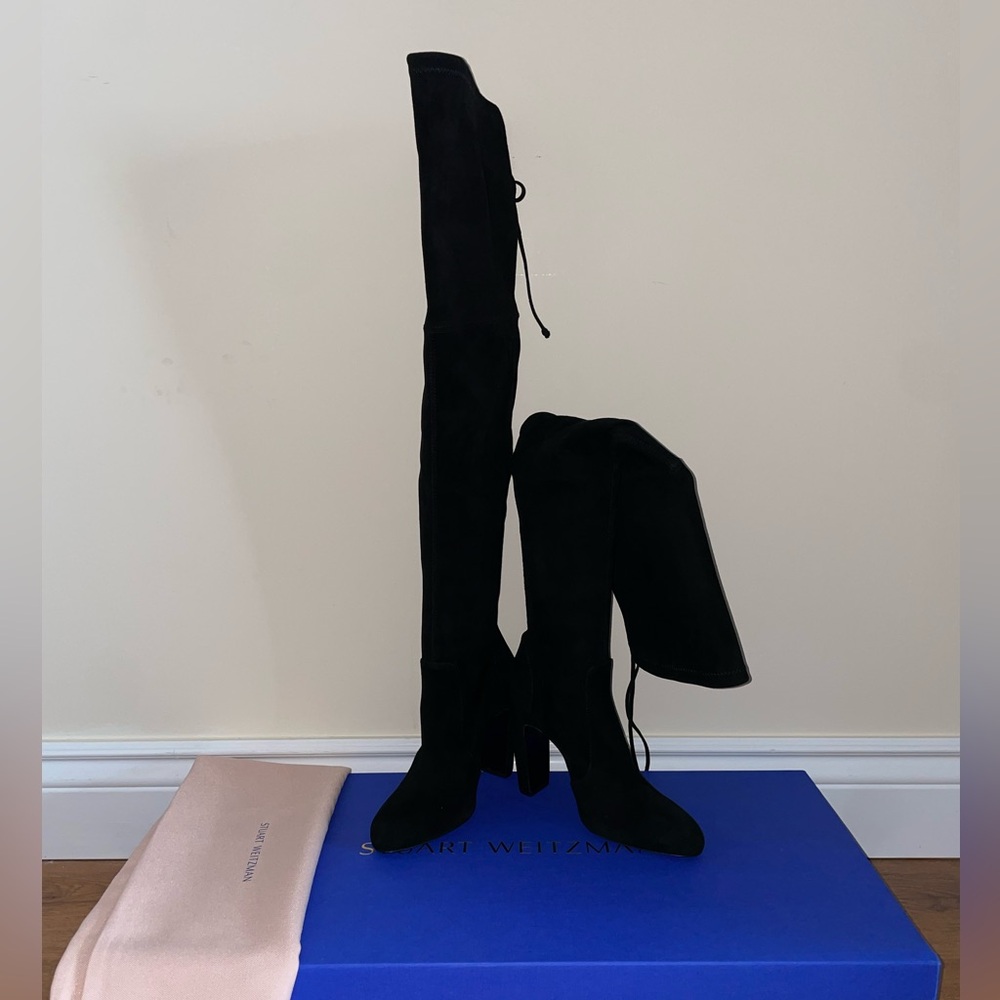 Stuart Weitzman New Elegant Black Suede Over-the-Knee Boots - 38